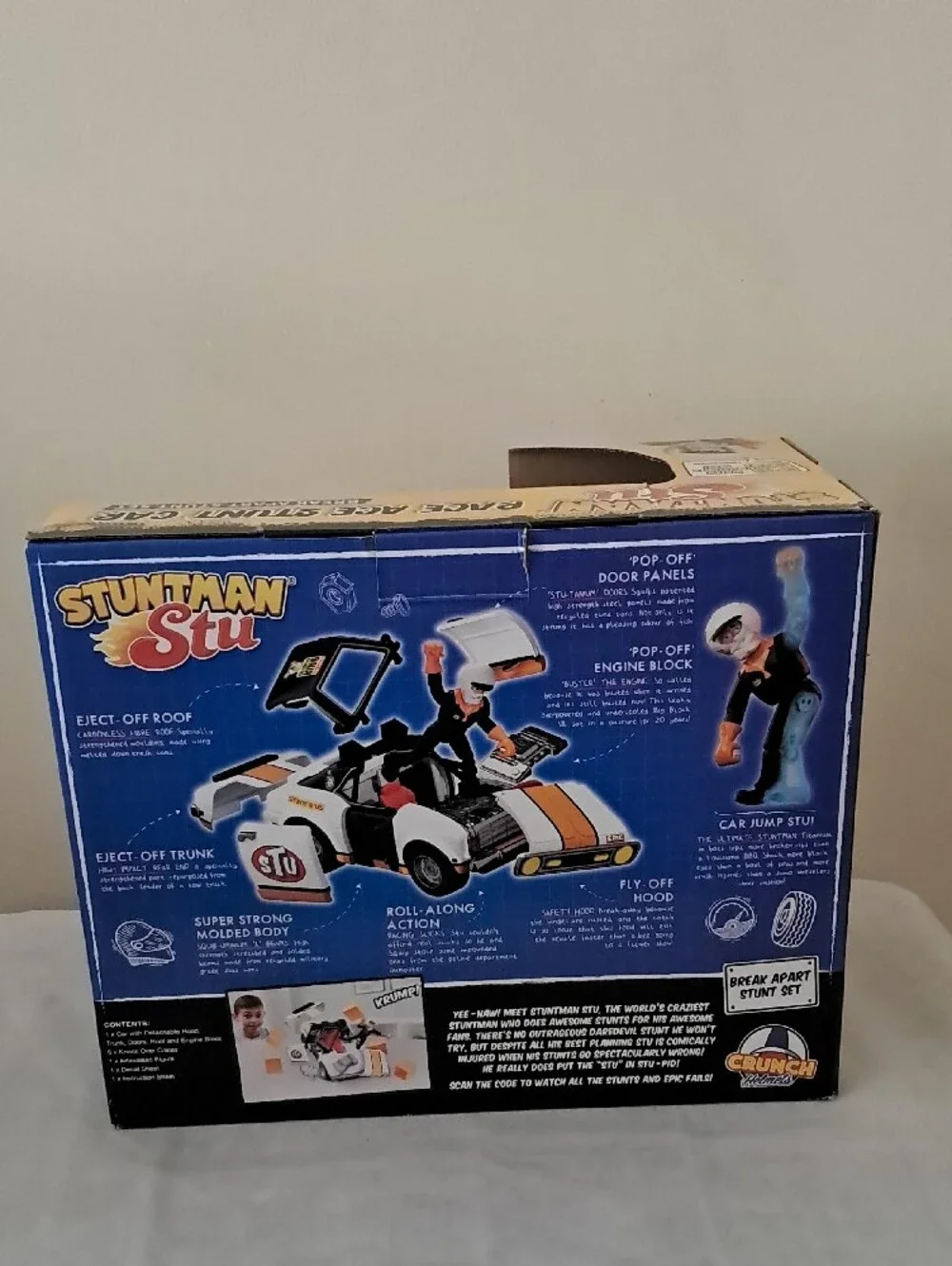 Stuntman Stu Race Ace Stunt Car - White & Orange
